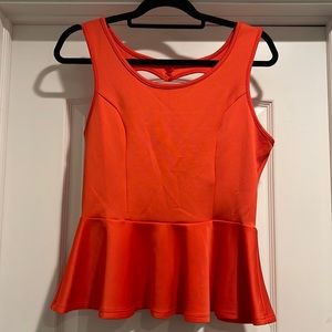🌑 Red Peplum Top with Heart Shaped Back Cut Out